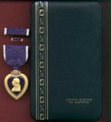 Korean Korea War Purple Heart Medal in Case with ribbon bar and lapel pin
